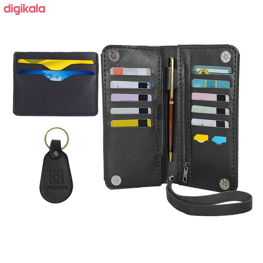 ست کیف پول و جاکلیدی و جاکارتی چرمی کیهان کد K5