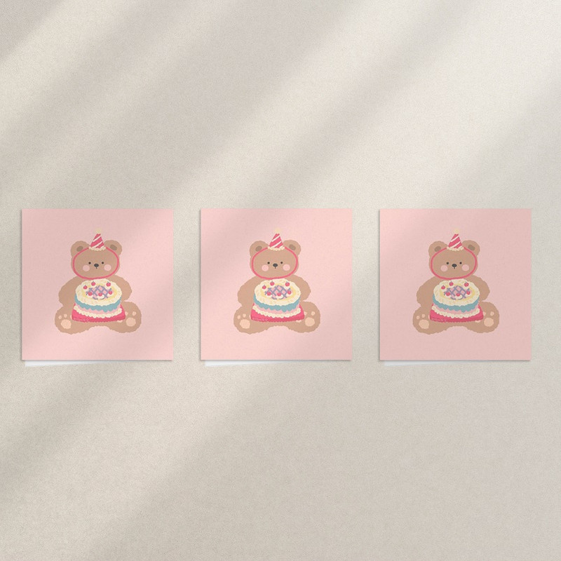 کارت پستال مدل تولد تدی مجموعه 3 عددی