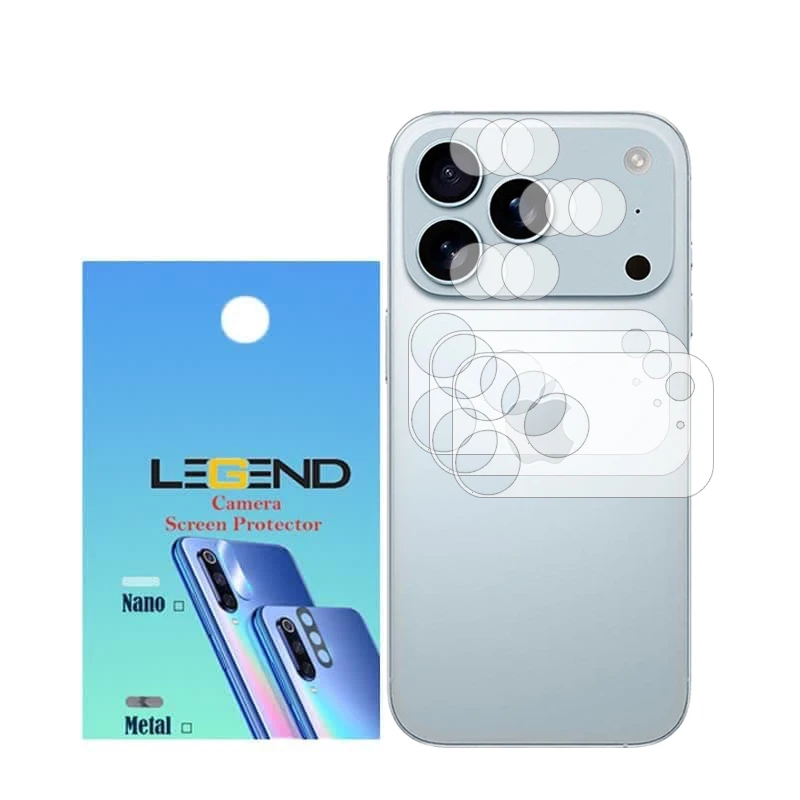 محافظ لنز دوربین لجند مدل نانو گلس مناسب برای گوشی موبایل اپل iPhone 17 Pro Max بسته 3 عددی