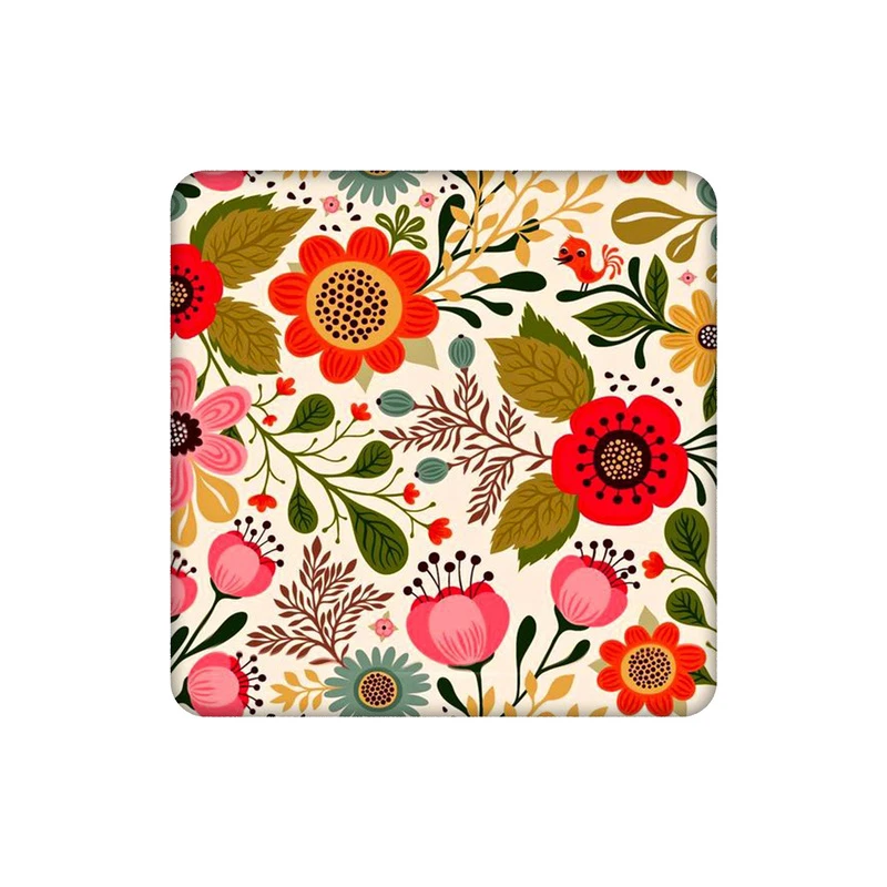 زیرلیوانی طرح پترن گل گلی رنگ رنگی کد 4553214