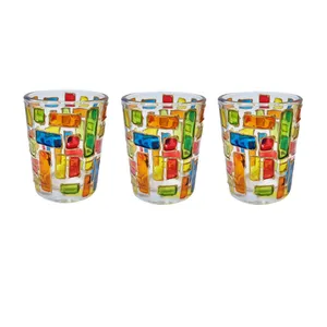 جاشمعی شیشه ای مدل مربع بسته 3 عددی