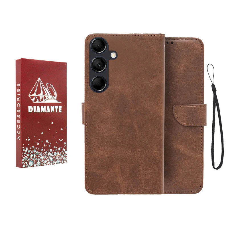 کیف کلاسوری دیامانته مدل جاکارتی مناسب برای گوشی موبایل سامسونگ galaxy S24 FE به همراه بند آویز