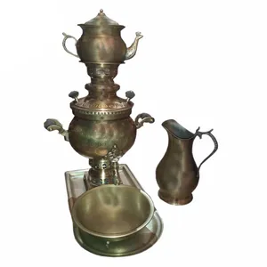 سرویس سماور ذغالی 5 پارچه برنجی کد 13056