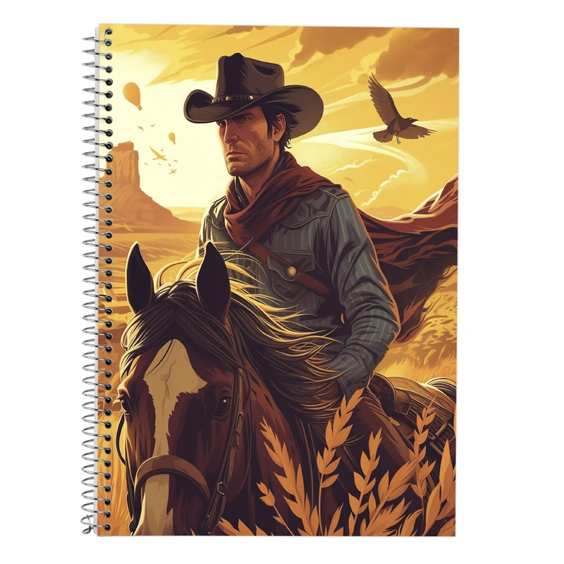 دفتر زبان 50 برگ مدوپد مدل دو خط طرح رد دد red dead کد DF13529