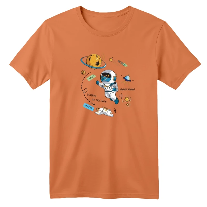 تی‌شرت آستین کوتاه لانگ بچگانه مدل فضانورد و سیارات