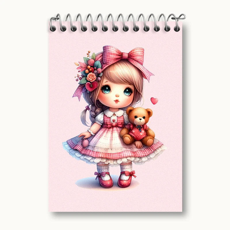 دفتر یادداشت 50 برگ خندالو طرح دخترانه کیوت کد N5558