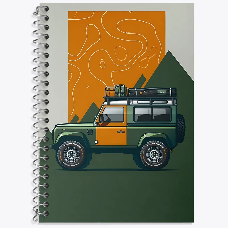 دفتر زبان 50 برگ خندالو مدل سه خط طرح کمپر و طبیعت کد N2081