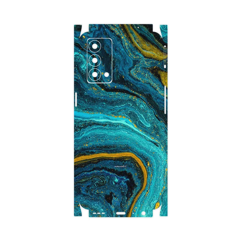 برچسب پوششی ماهوت مدل Turquoise marblewith golden streaks-FullSkin مناسب برای گوشی موبایل ریلمی GT Master