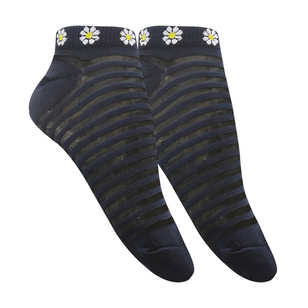 جوراب ساق کوتاه زنانه تن پوش هنگامه مدل شیشه ای گل بابونه کد SO01