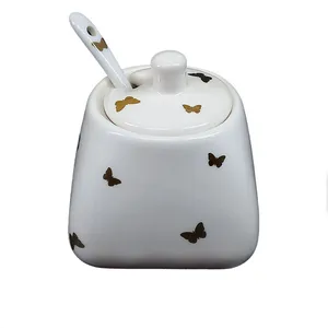 ظرف مربا و عسل طرح پروانه طلا