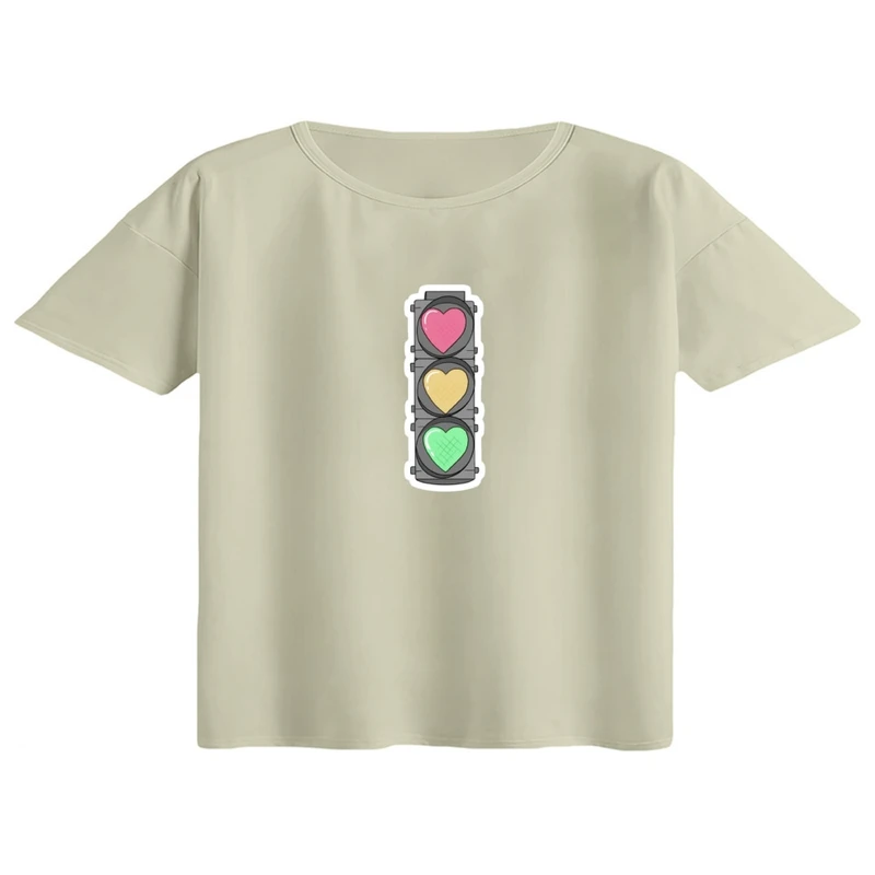 کراپ تی‌شرت آستین کوتاه زنانه مدل چراغ راهنما کد 02