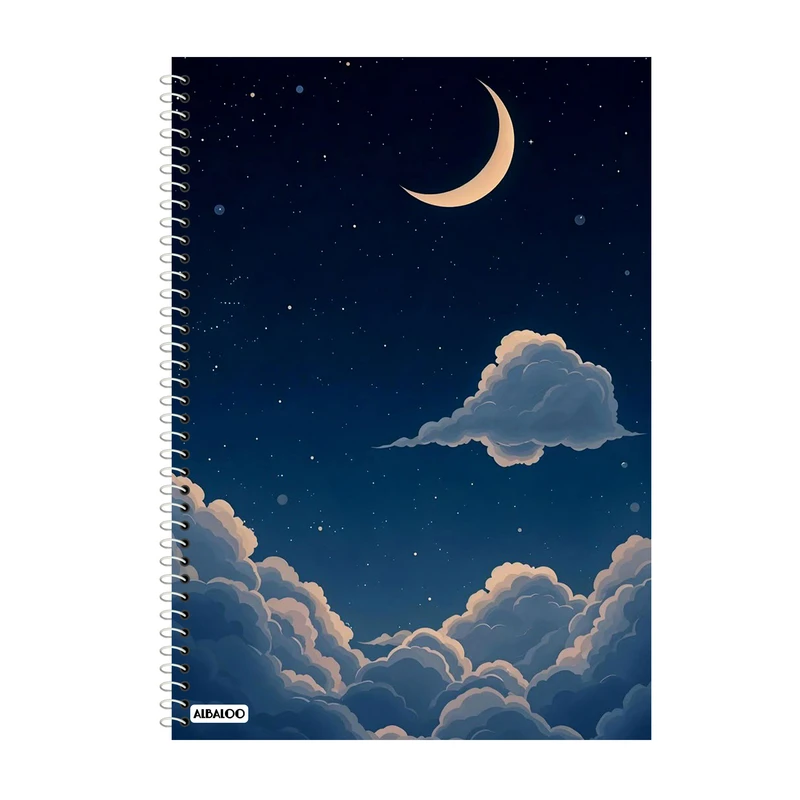 دفتر زبان 50 برگ آلبالو طرح ماه کد 2116