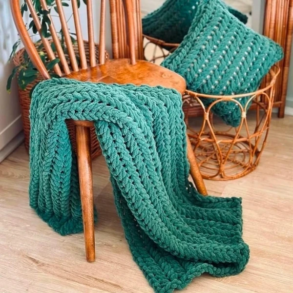 شال مبل مدل پافی طرح گندمی سایز 80×120 سانتی متر