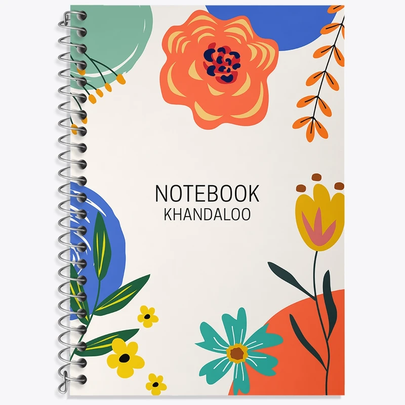 دفتر زبان 50 برگ خندالو مدل سه خط طرح مینیمال گل کد N1332