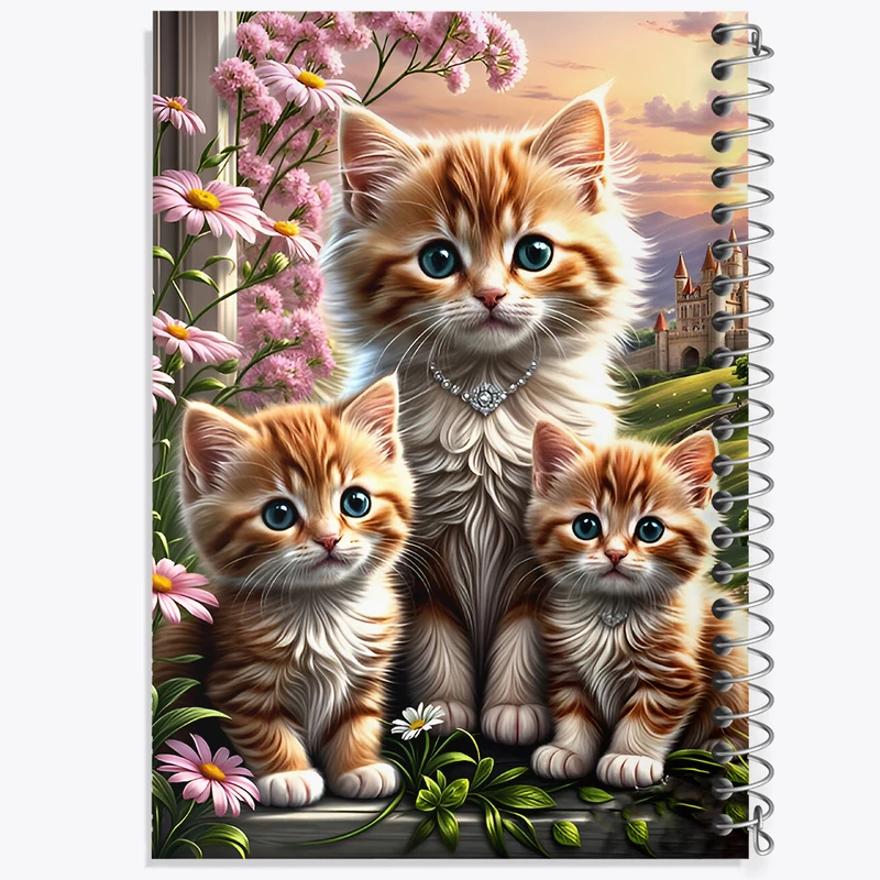 دفتر مشق 100 برگ خندالو طرح خانواده ی گربه ای کد F6751