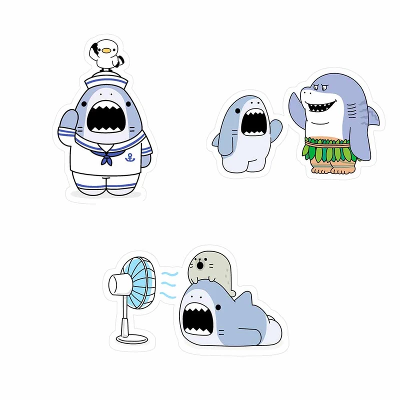 استیکر لپ تاپ و موبایل مدل کوسه کد 012 مجموعه 3 عددی