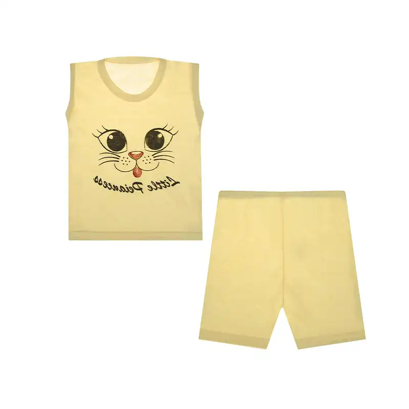 ست تاپ و شلوارک بچگانه مدل گربه کد 3614