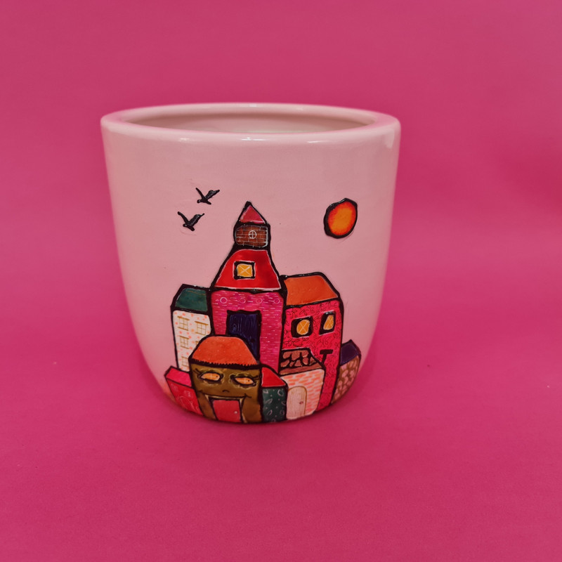 گلدان مدل نقاشی شده خانه گل بهار 001