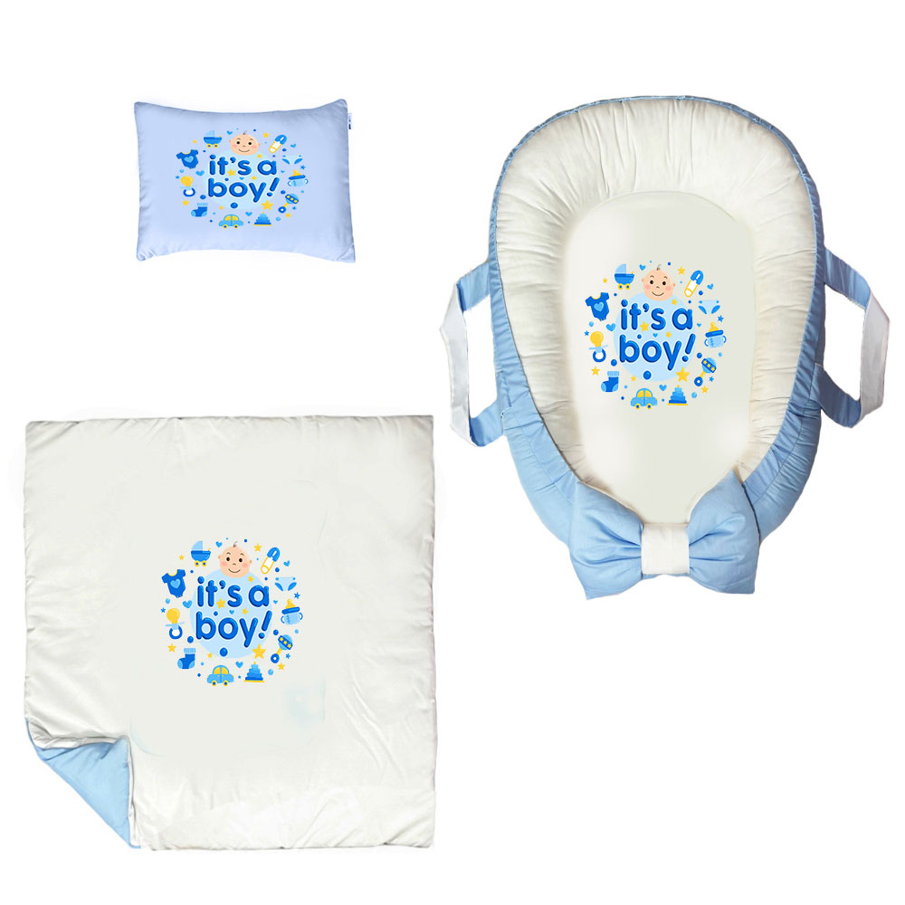 سرویس خواب سه تکه نوزاد ناریکو مدل گارد محافظ دار طرح پسر بچه کد 0118