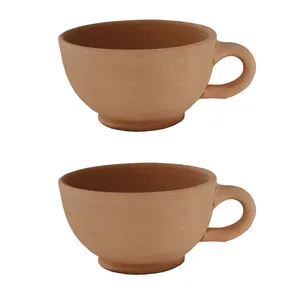 فنجان سفالی مدل خام کد F بسته ۲ عددی