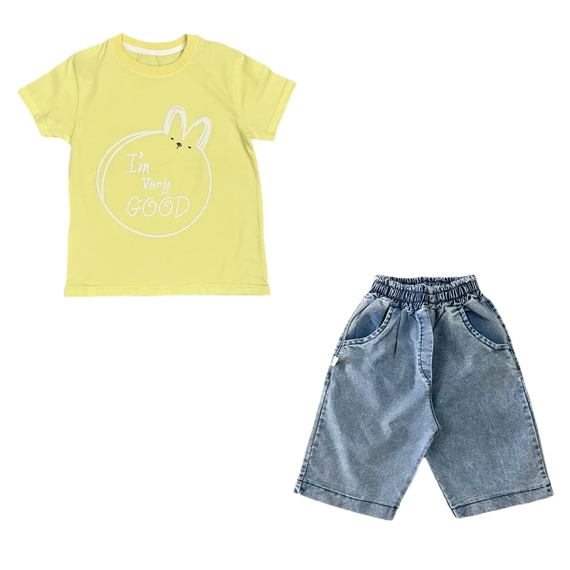 ست تی‌شرت آستین کوتاه و شلوارک دخترانه مدل خرگوش