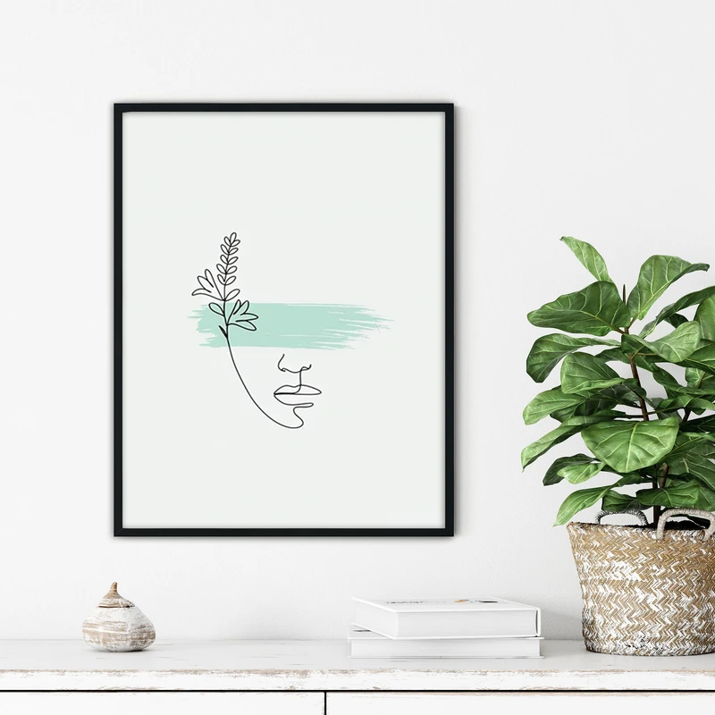 تابلو آتریسا طرح چهره لاین آرت مدرن مدل ATFL19 فریم مشکی