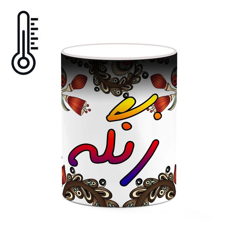 ماگ حرارتی کاکتی مدل اسم زنگه طرح سنتی گل و بته کد mgh45409
