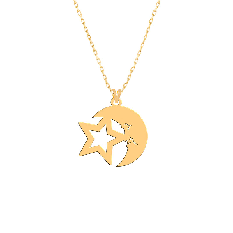 گردنبند طلا 18 عیار زنانه فرشته مدل ماه و ستاره WNLZ-000143