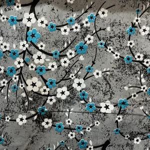 پارچه ملحفه عرض 2 متر مدل گلدار رنگ سبز آبی