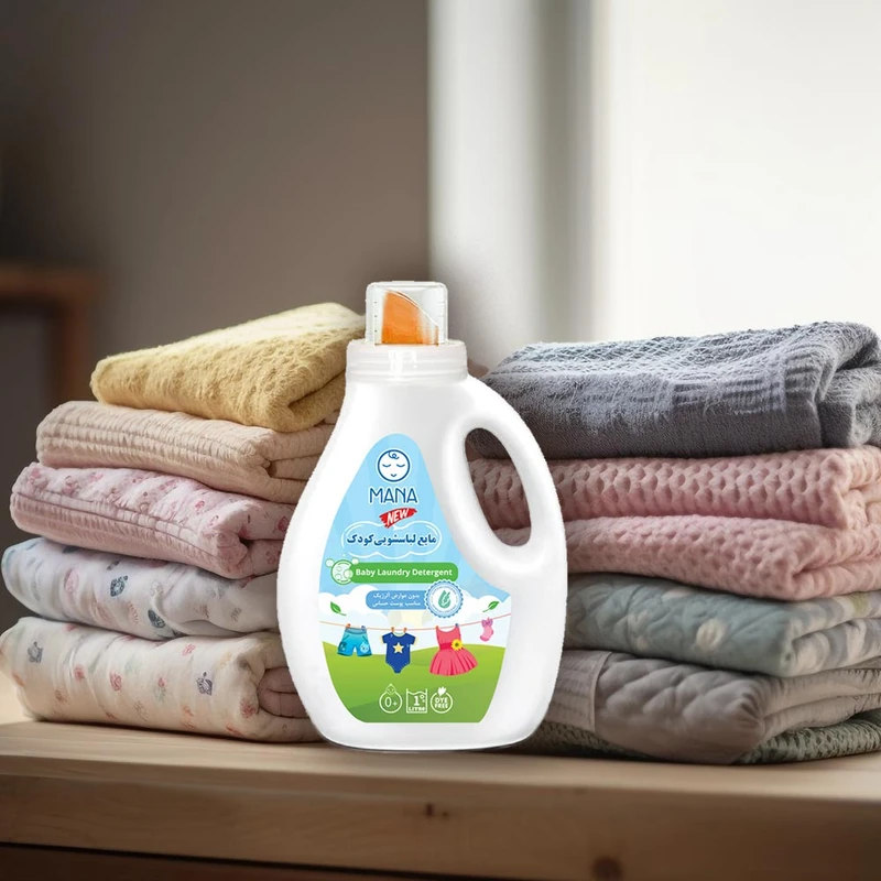 عکس شماره 4 : مایع لباسشویی کودک و نوزاد مانا مدل بدون اسانس حجم 1000 میلی لیتر