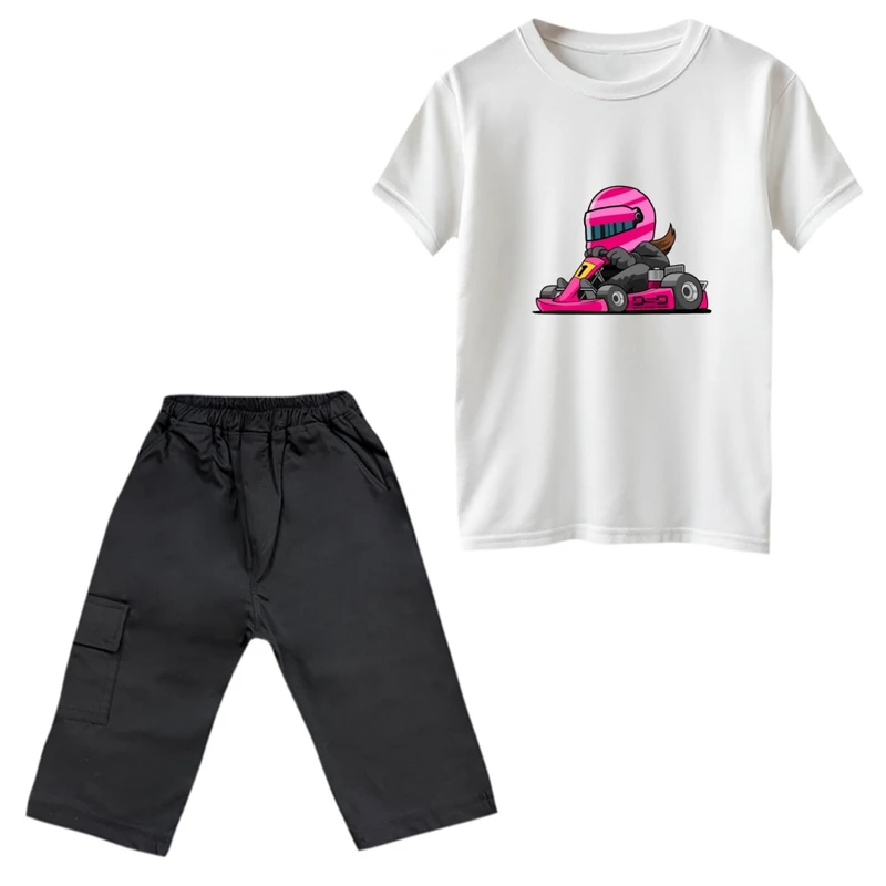 ست تی‌شرت و شلوارک پسرانه مدل ماشین کد 1