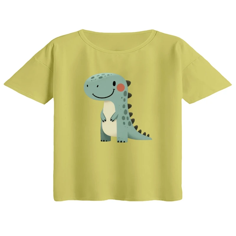 کراپ تی‌شرت آستین کوتاه زنانه مدل دایناسور کد۱