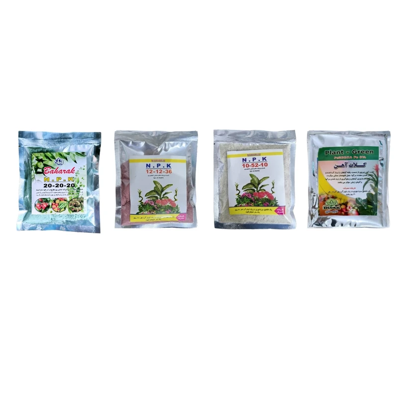 پک کود پودری گیاهان آپارتمانی بهاران مدل m 10-12-20-fe بسته 4 عددی