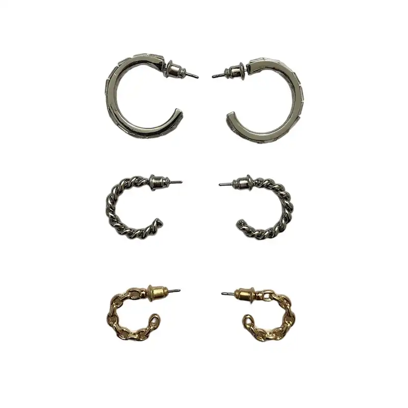 گوشواره زنانه مدل مارپیچ مجموعه 3 عددی