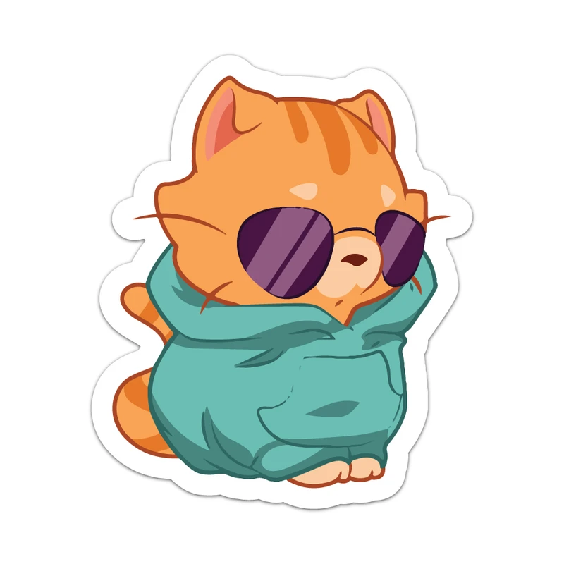 استیکر لپ تاپ مدل گربه با عینک آفتابی کد 1125