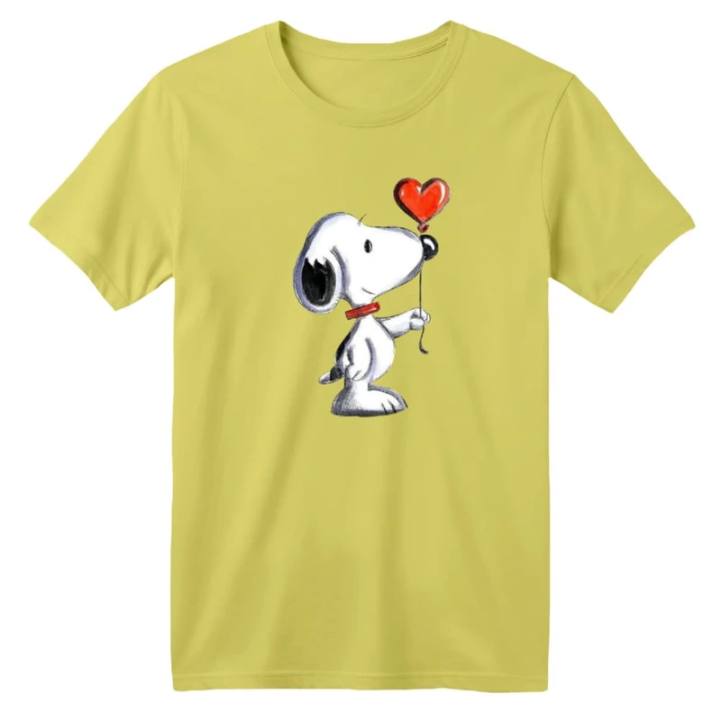 تی شرت آستین کوتاه بچگانه مدل اسنوپی کد ۳۳ رنگ زرد لیمویی