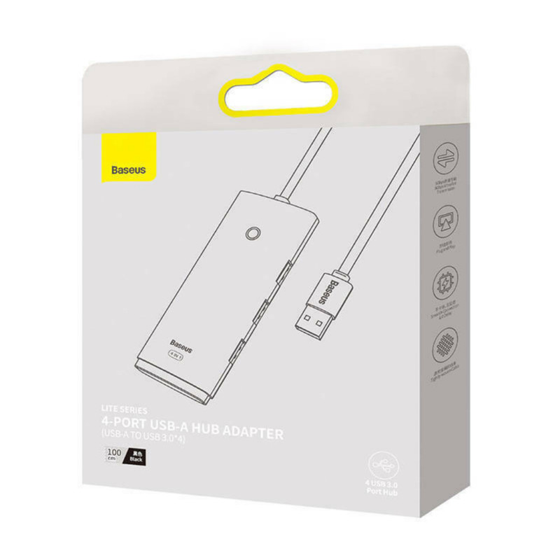 هاب 4 پورت usb3 باسئوس مدل Hub Lite Series -WKQX030101