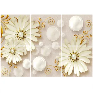 تایل سقفی آسمان مجازی طرح گل کد 1298-6 سایز 60x60 سانتی متر مجموعه 6 عددی