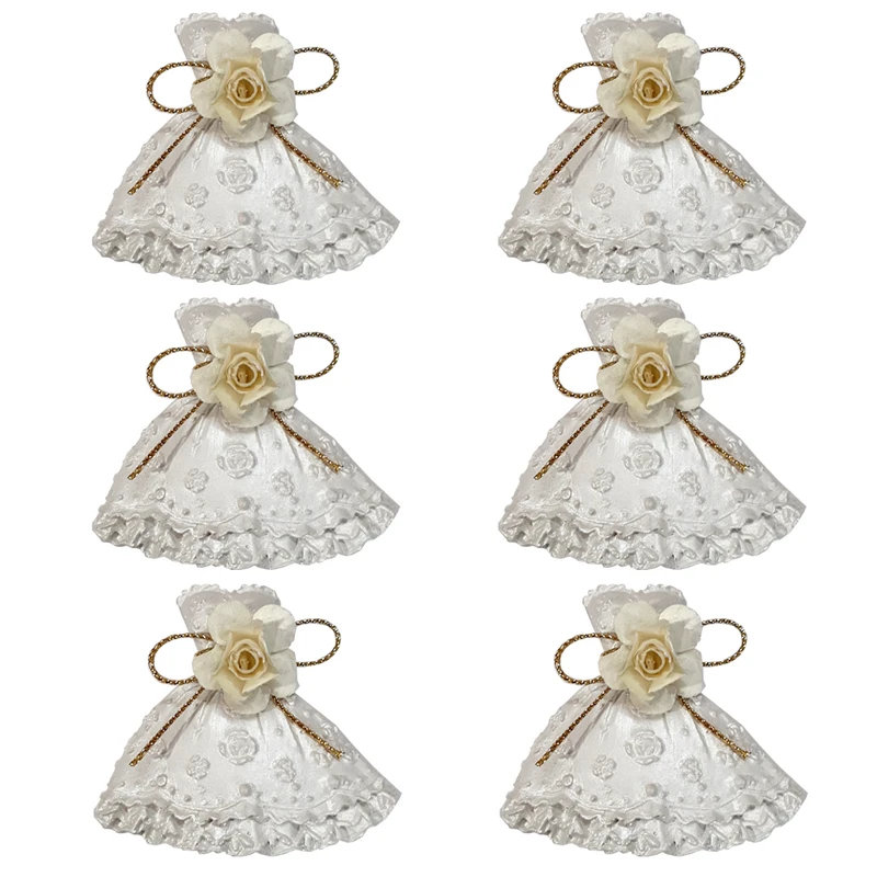 ابزار مهمانی مدل لباس عروس و گل بسته 6 عددی