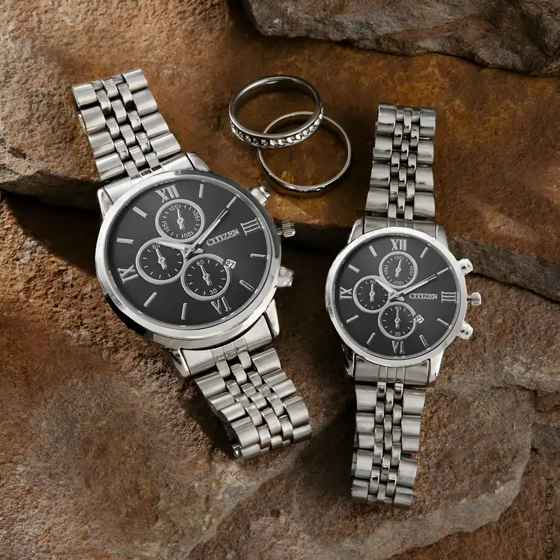 ست ساعت مچی عقربه ای زنانه و مردانه مدل تک موتوره کلاسیک کد 1