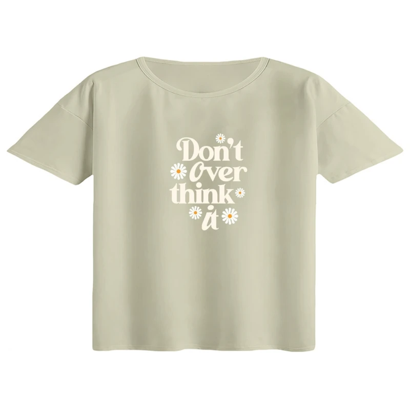 کراپ تی‌شرت آستین کوتاه زنانه مدل تکست مینیمال کد 04