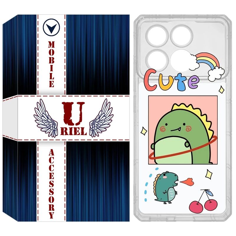 کاور یوریل مدل Clear کد 20 طرح دایناسور مناسب برای گوشی موبایل شیائومی Poco X6 Pro