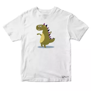 تی شرت آستین کوتاه پسرانه مدل دایناسور کد SH043 رنگ سفید
