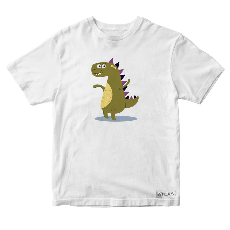 تی شرت آستین کوتاه دخترانه مدل دایناسور کد SH043 رنگ سفید