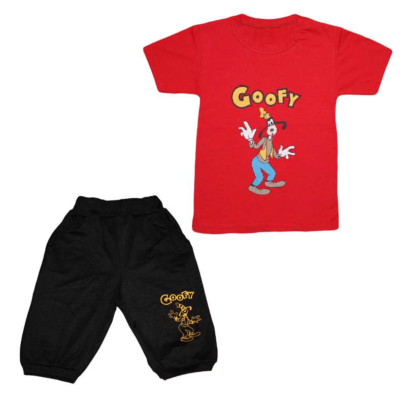 ست تی شرت و شلوارک پسرانه مدل Goofy کد 104