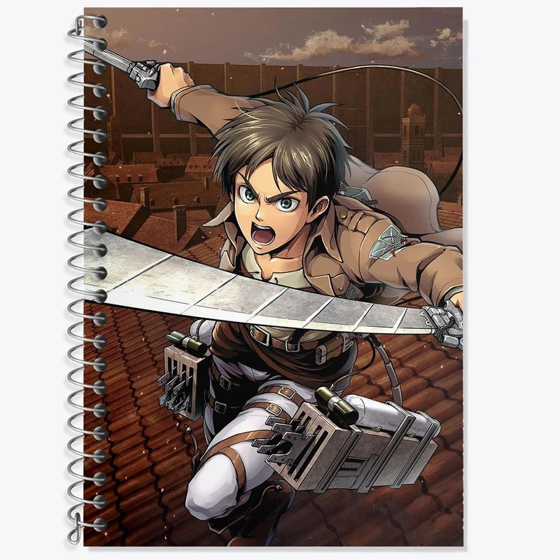 دفتر زبان 50 برگ خندالو مدل سه خط طرح ارن انیمه اتک آن تایتان Attack on Titan کد 4844