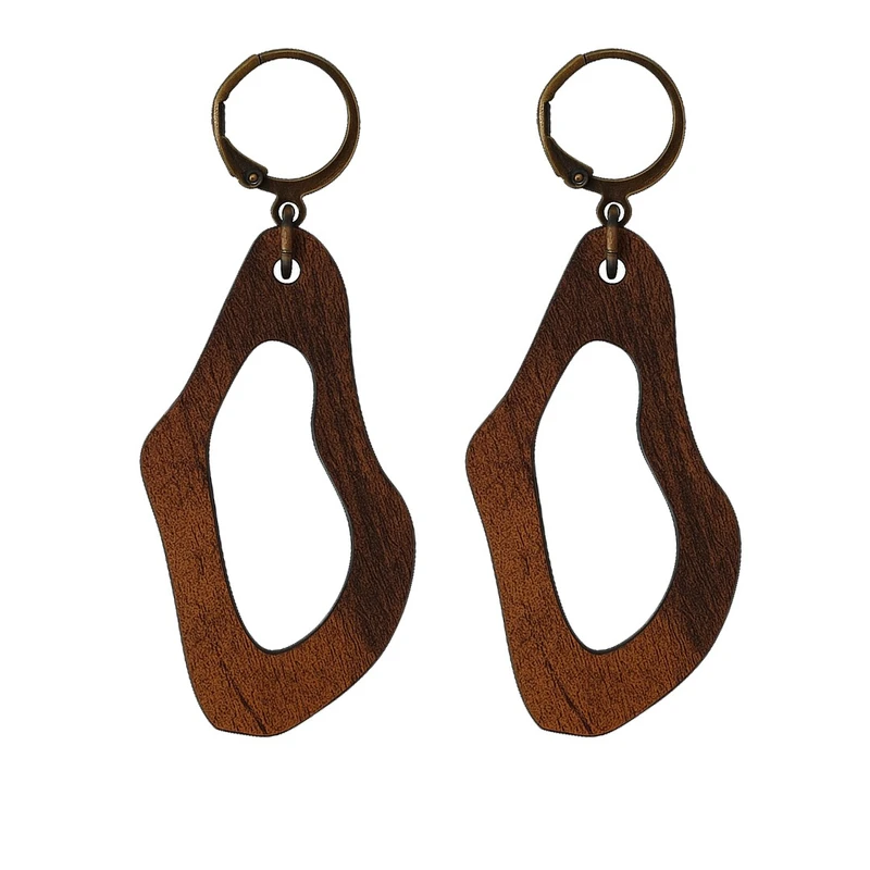 گوشواره کلیپسی زنانه مدل چوبی کد 18