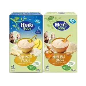 غذای کمکی کودک برنج و موز با شیر و شیر گندم عسل هروبیبی مجموعه 2 عددی