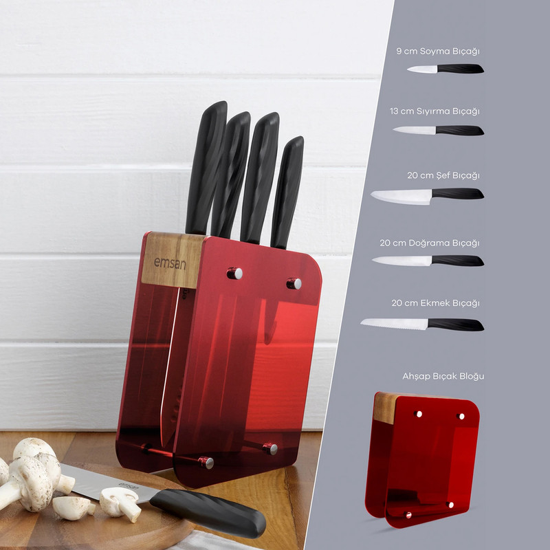 سرویس چاقو آشپزخانه 6 پارچه امسان مدل Kumsal