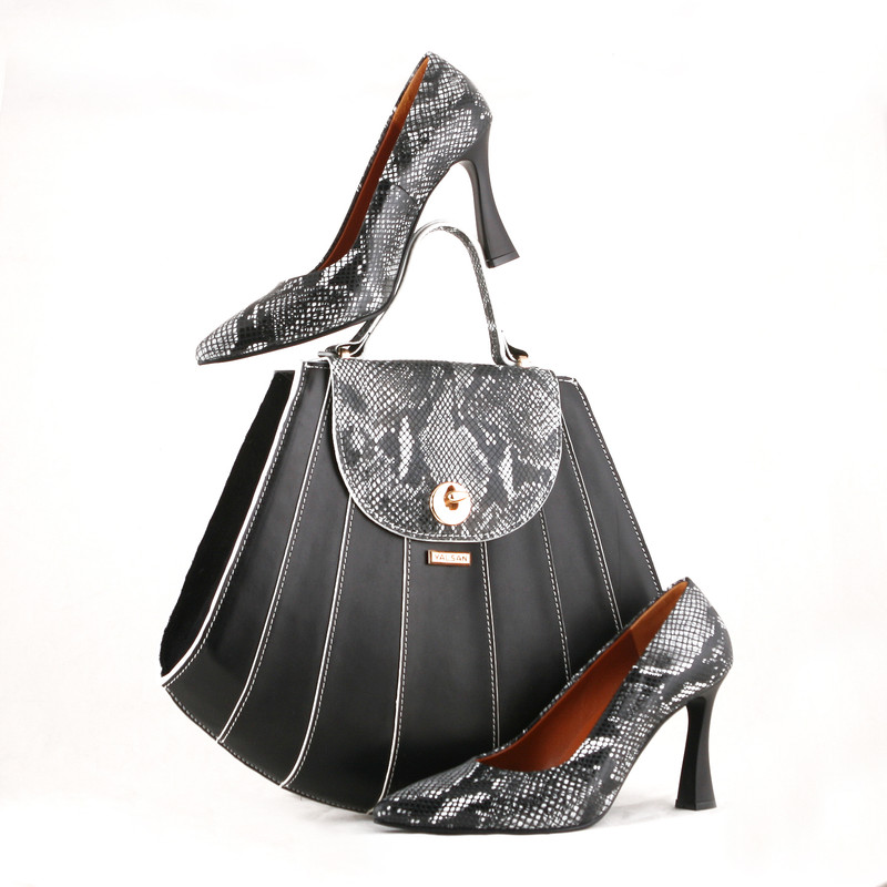 ست کیف و کفش زنانه چرم یلسان مدل آتریسا کد ROZ-RTL-916-msk